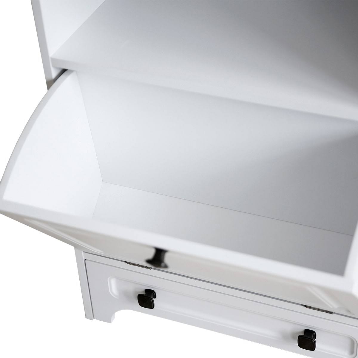 White Pet Feeding Station with Food Storage Cabinet Y9291