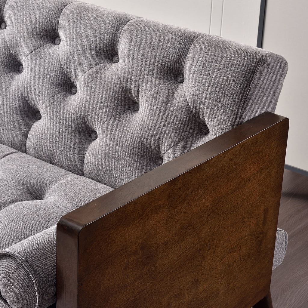 70 inch Grey Chenille Convertible Futon Sofa Bed O66410