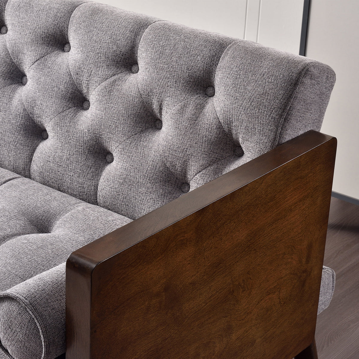 70 inch Grey Chenille Convertible Futon Sofa Bed O66410