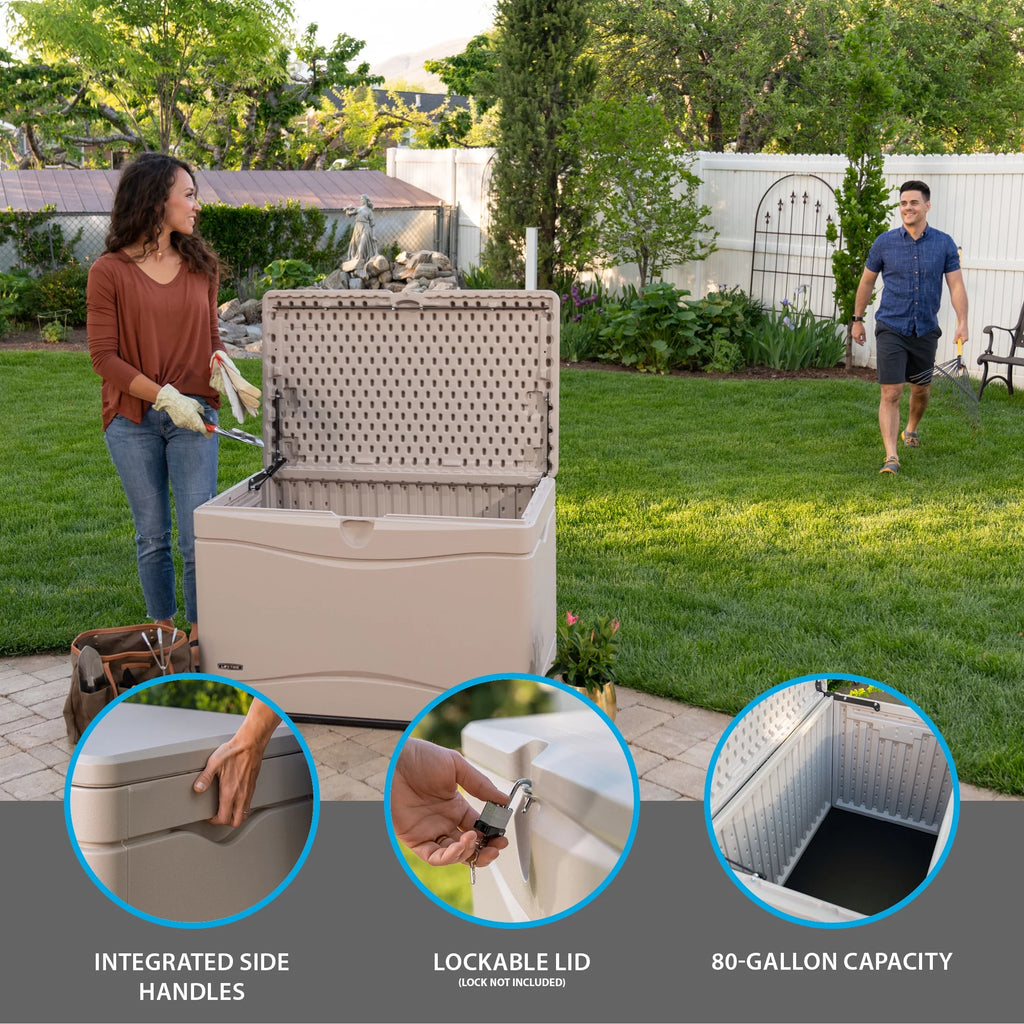 80 Gallon Beige Plastic Deck Box X345
