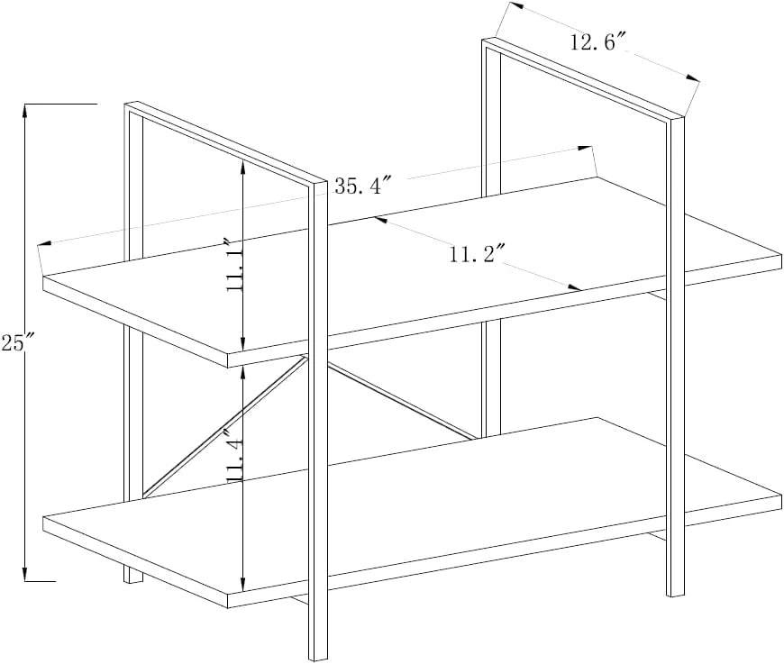 2 Tier Grey Wood and Metal Bookshelf Q1140