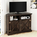 44'' Farmhouse Corner TV Stand with Double Doors & Adjustable Shelves U42061