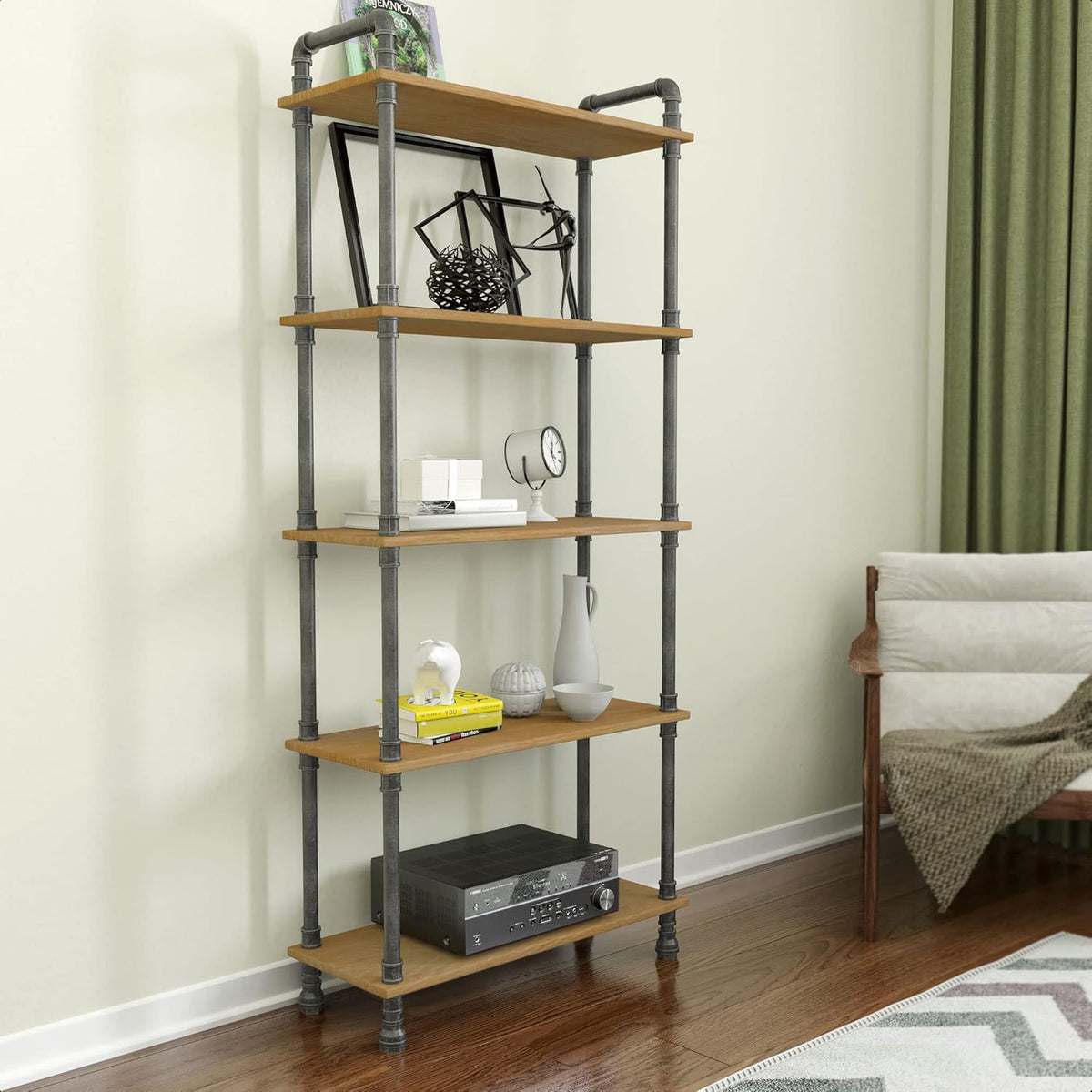 5-Tier Solid Pine Open Wood Bookcase Z54736