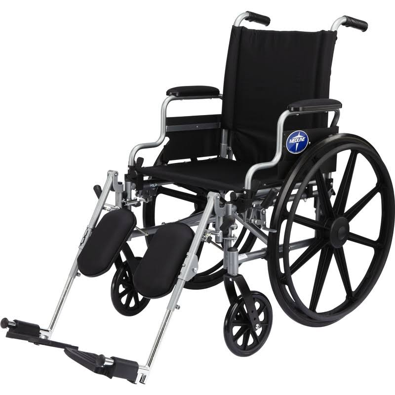 Lightweight Wheelchair with 18 Wide Seat, Desk-Length Arms, Elevating Leg Rests V3323