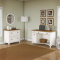 Antique White Computer Desk with 2-Drawer File Cabinet Q291406