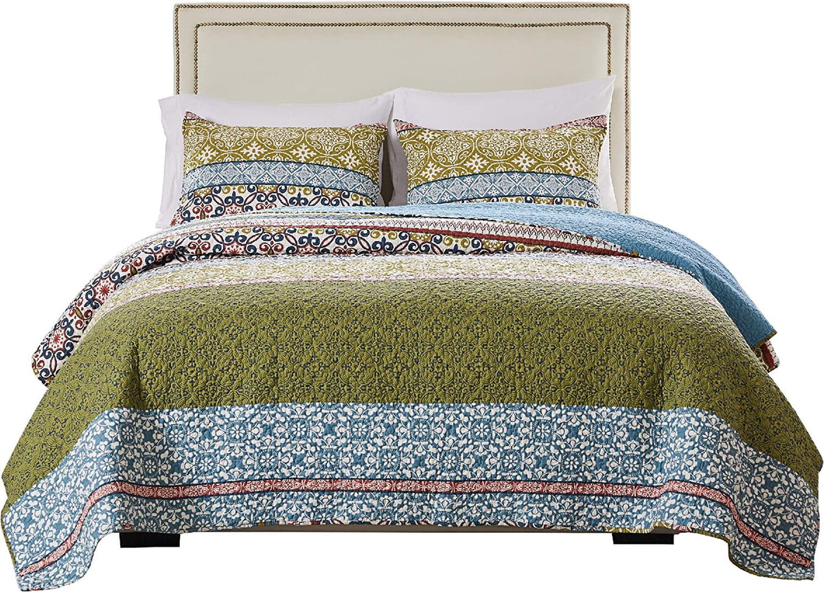 100% Cotton Reversible Oversized Quilt Set, 3-Piece King/Cal King G5427