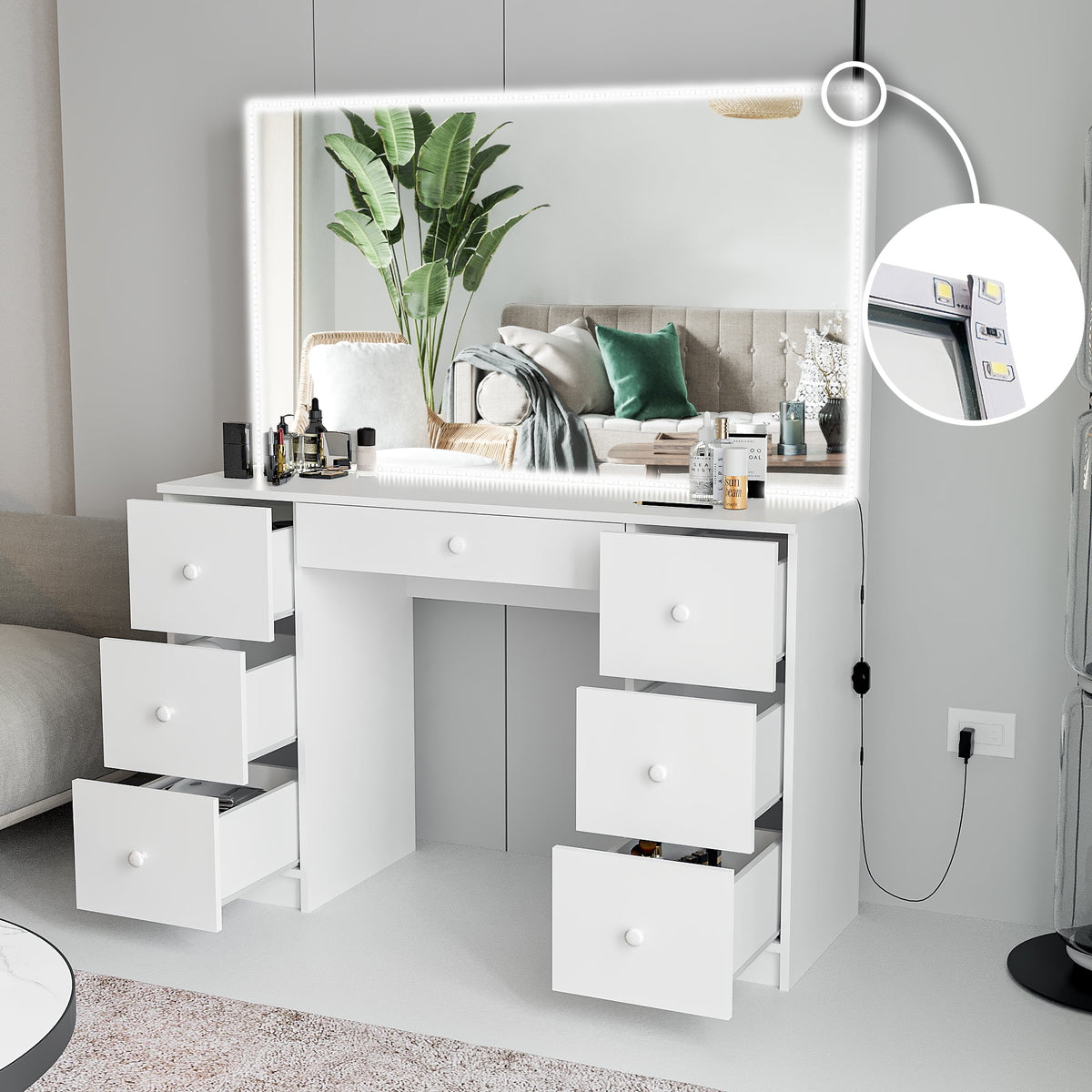 Modern Lighted Vanity Table B354618
