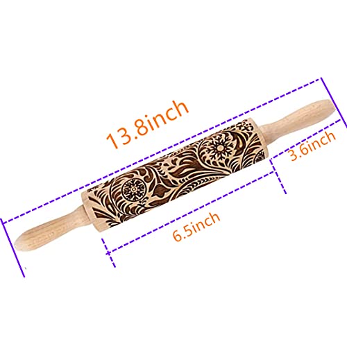 14.9" Paisley Engraved Wooden Rolling Pin S5970