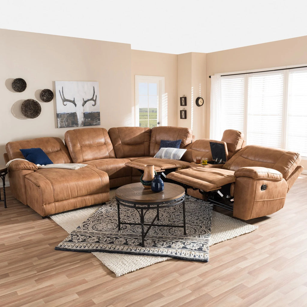 Light Brown 6 Piece Reclining Sectional U8750