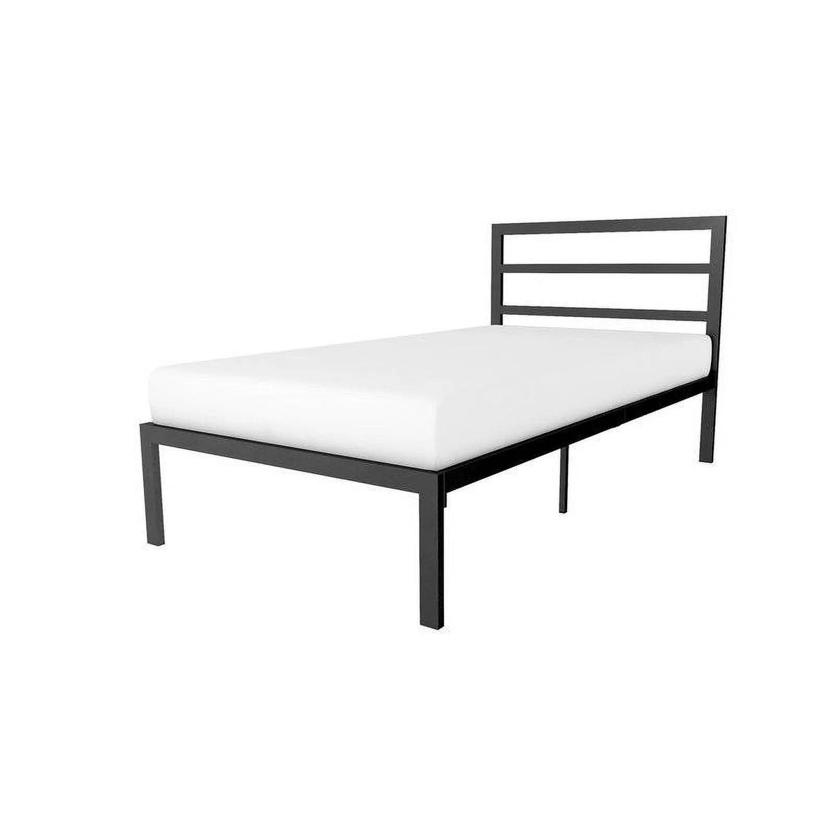 Black Metal Platform Bed Frame with Headboard I820