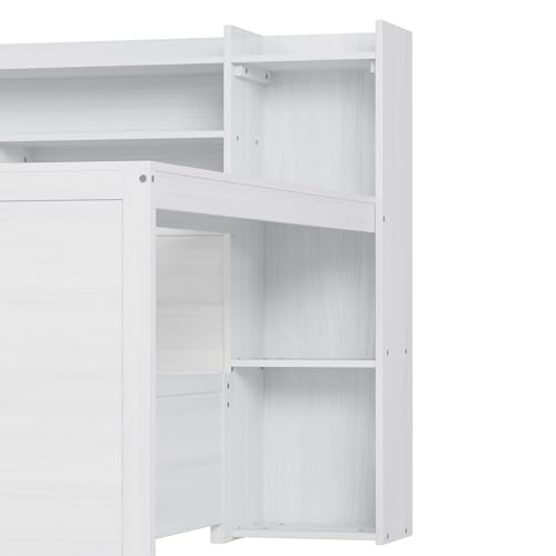 Twin Size Wood Daybed with Bookcase Storage and Desk M2687