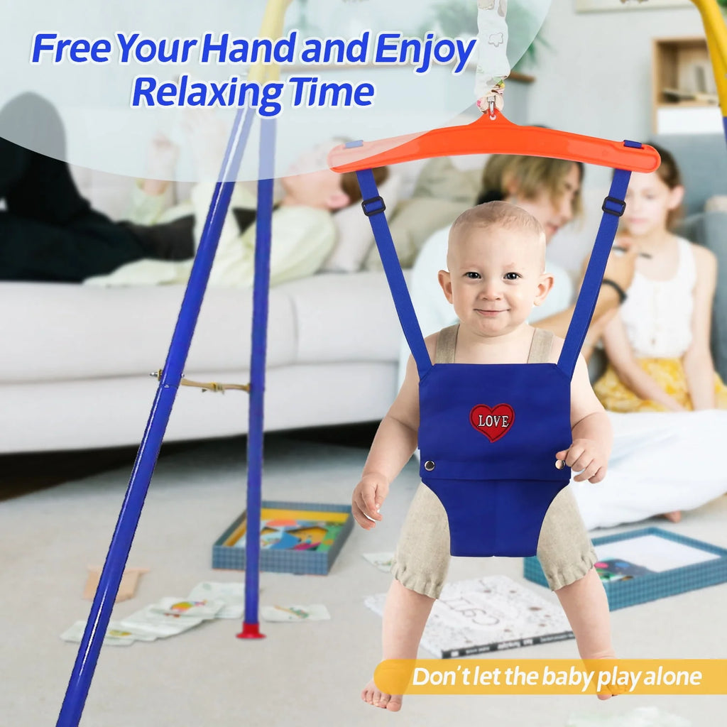 2-in-1 Toddler Swing Set and Baby Jumper K143486