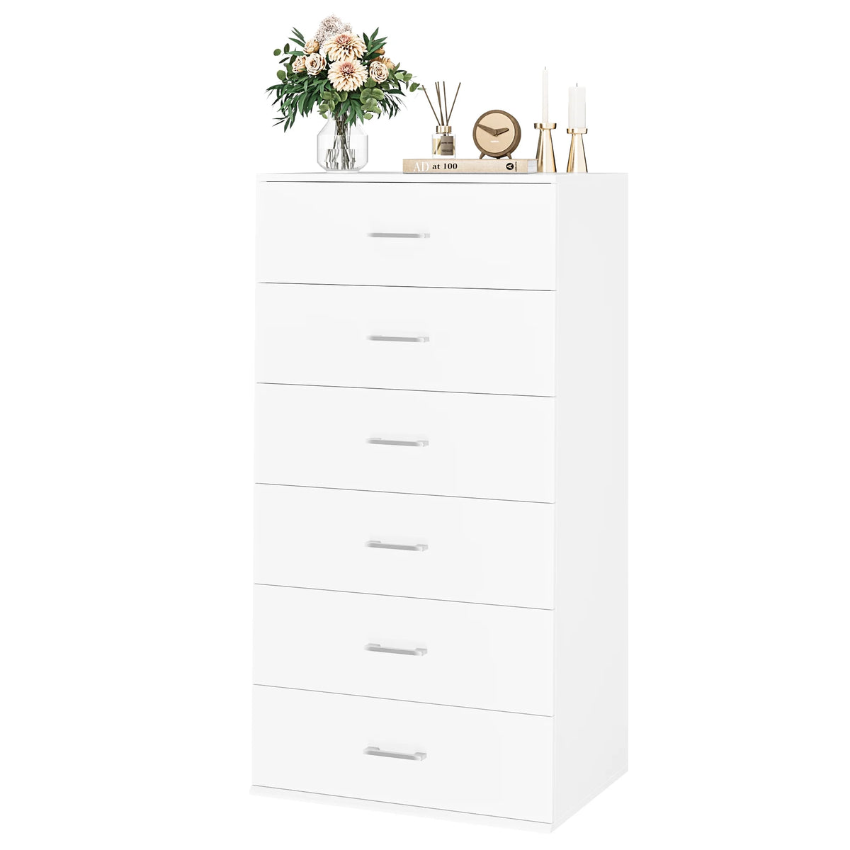 White 6 Drawer Wood Dresser W28392