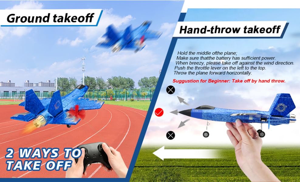 Remote Control Plane 2.4GHz RC Airplane with Gyro LED Lights Blue Z9048