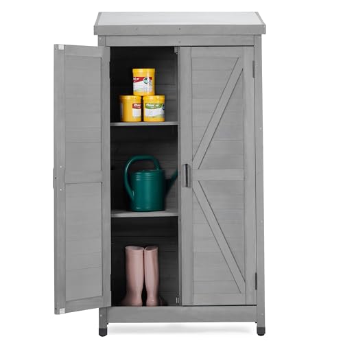 58''x30''x18'' Outdoor Wooden Storage Shed with Metal Top R345
