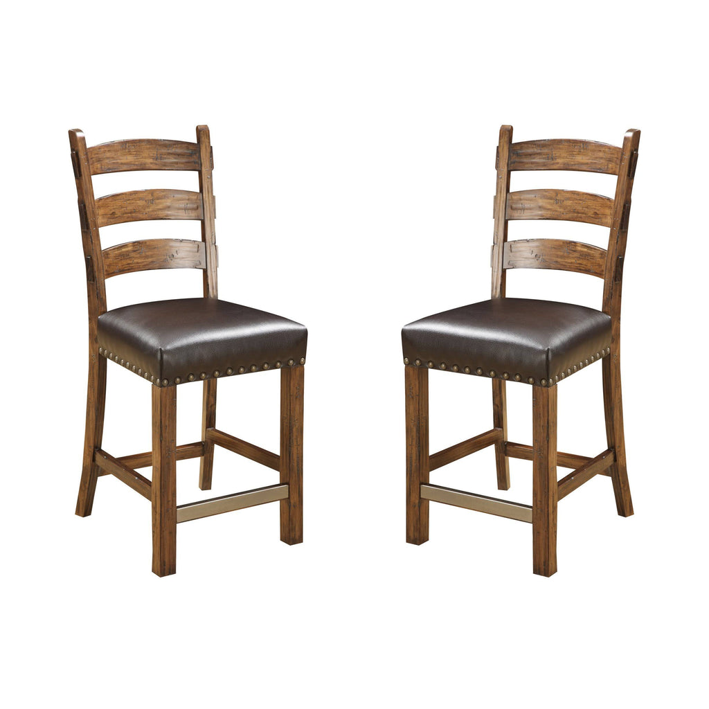 Brown Bonded Leather Upholstered Barstool, 2 Pack P925492