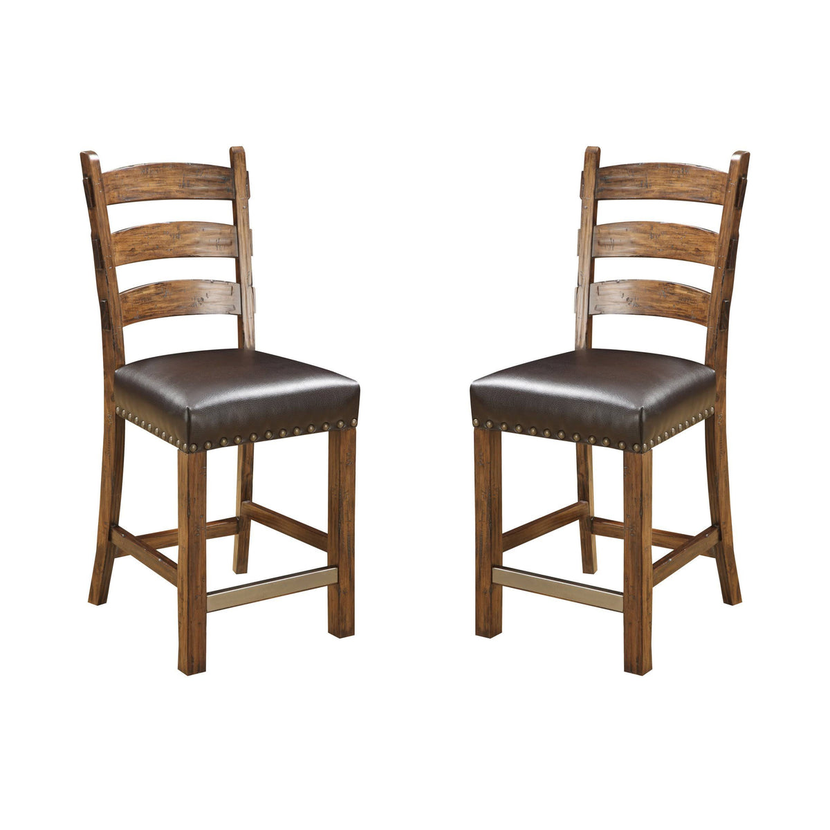 Brown Bonded Leather Upholstered Barstool, 2 Pack P925492