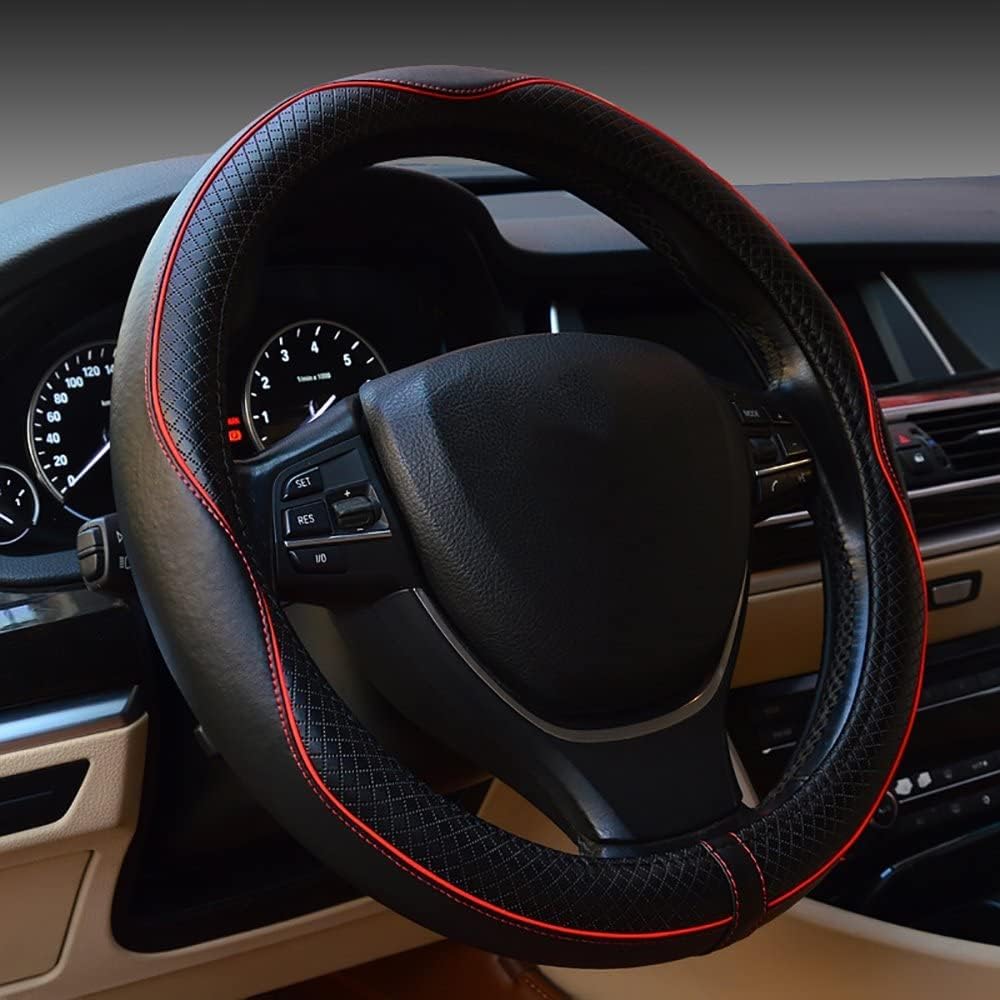 Black Anti-Slip Breathable Steering Wheel Cover R6867