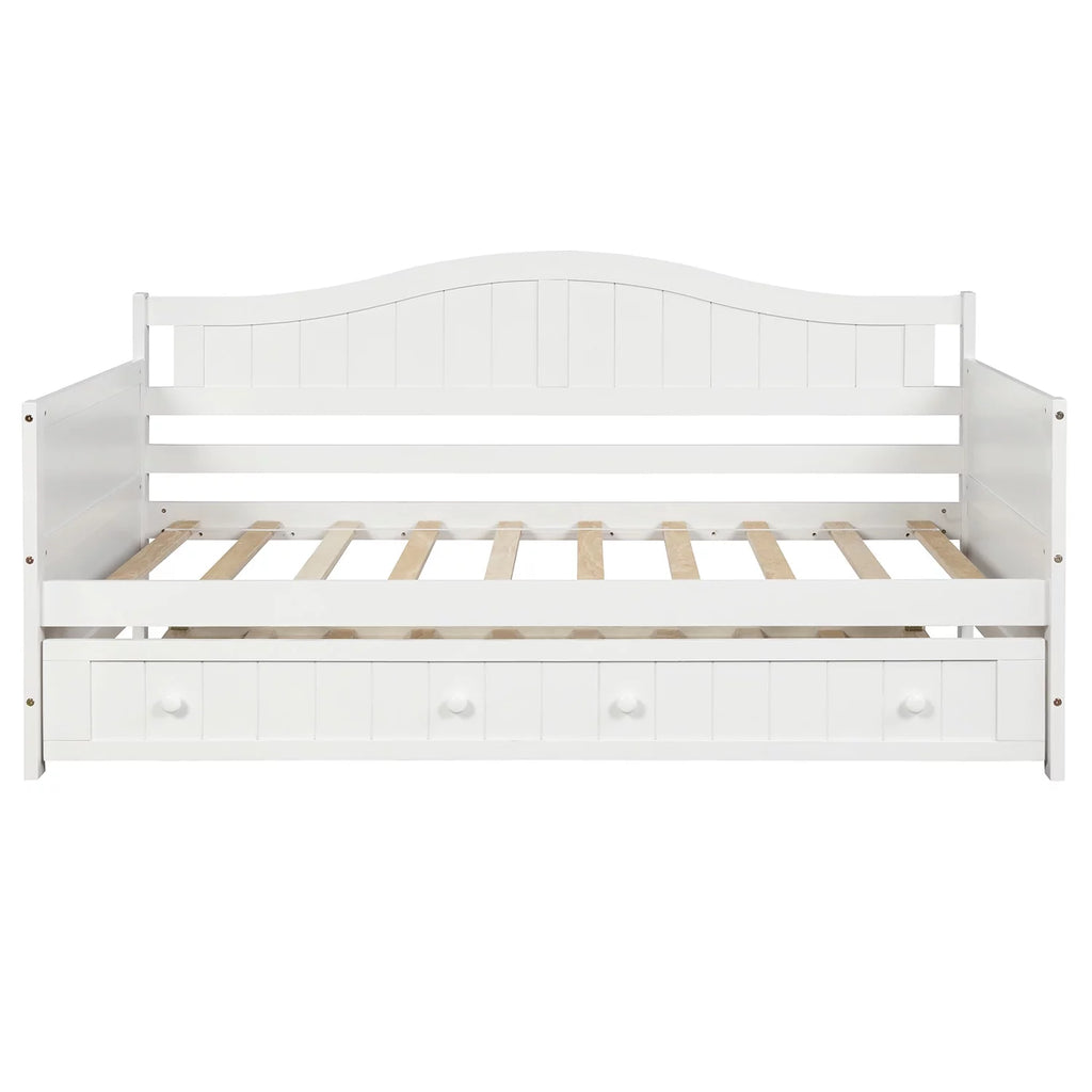 White Wooden Twin Size Daybed with Trundle Bed X756250