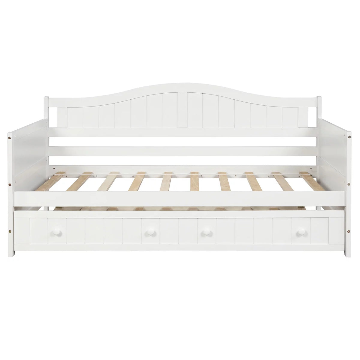 White Wooden Twin Size Daybed with Trundle Bed X756250