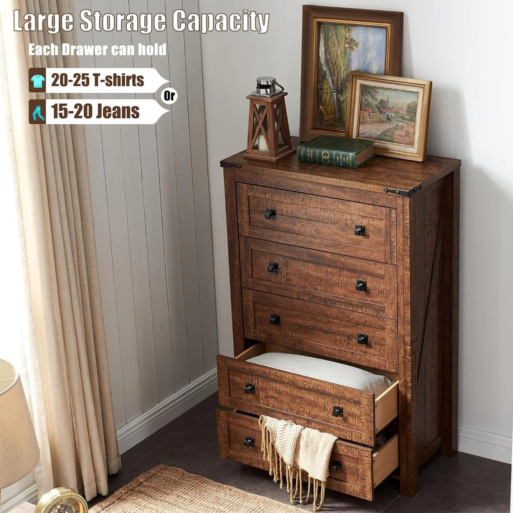 5 Drawer Wood Dresser P30954