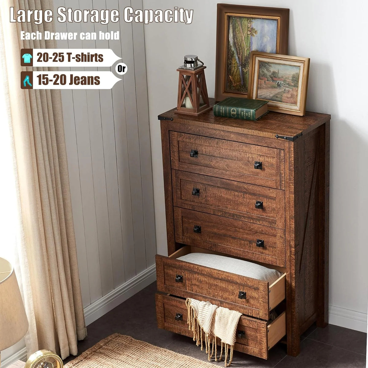 5 Drawer Wood Dresser P30954