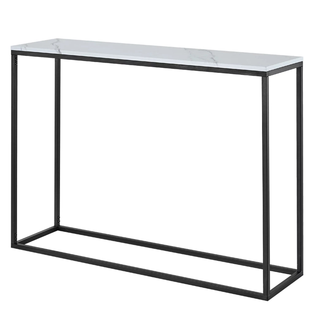 Modern Console Table with White Marble Top and Black Metal Legs X1309