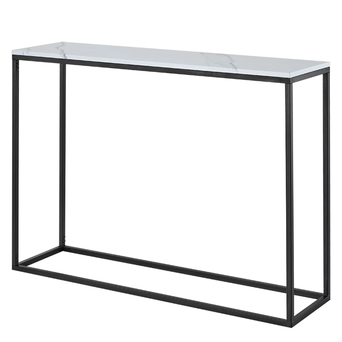 Modern Console Table with White Marble Top and Black Metal Legs X1309