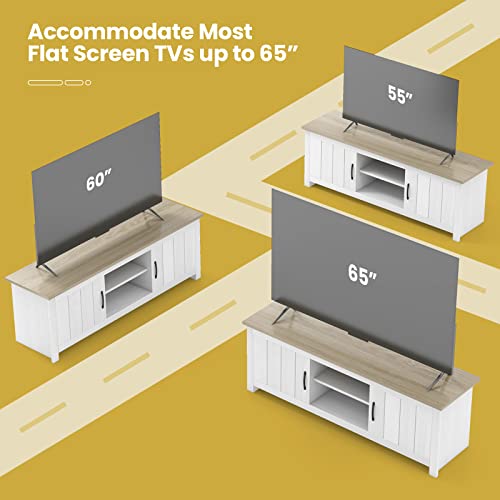 2 Doors TV Stand with Open Shelves and Cable Management Holes U532108