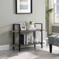 2 Tier Grey Wood and Metal Bookshelf Q1140
