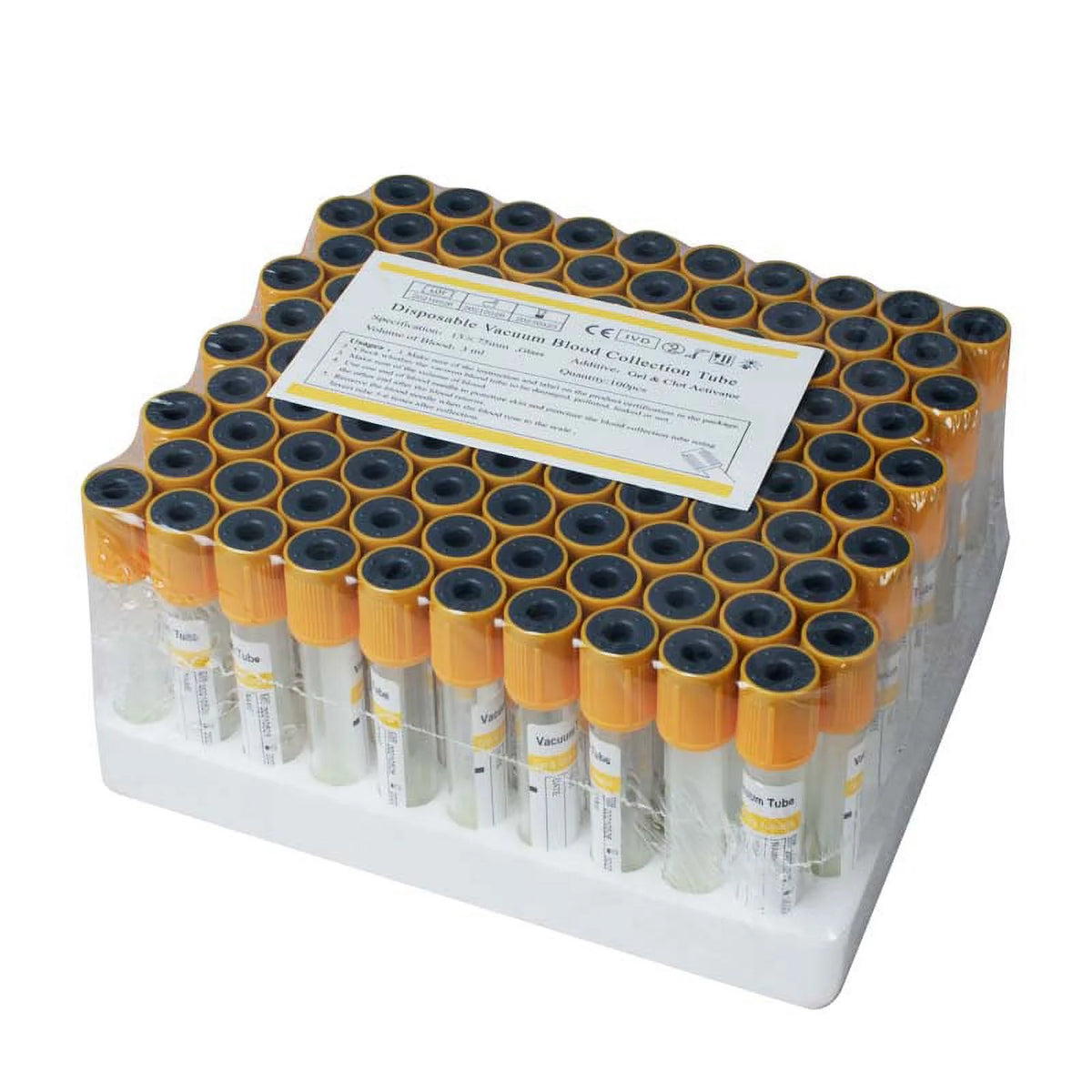 100pcs Glass Vacuum Blood Collection Tubes 3mL G373
