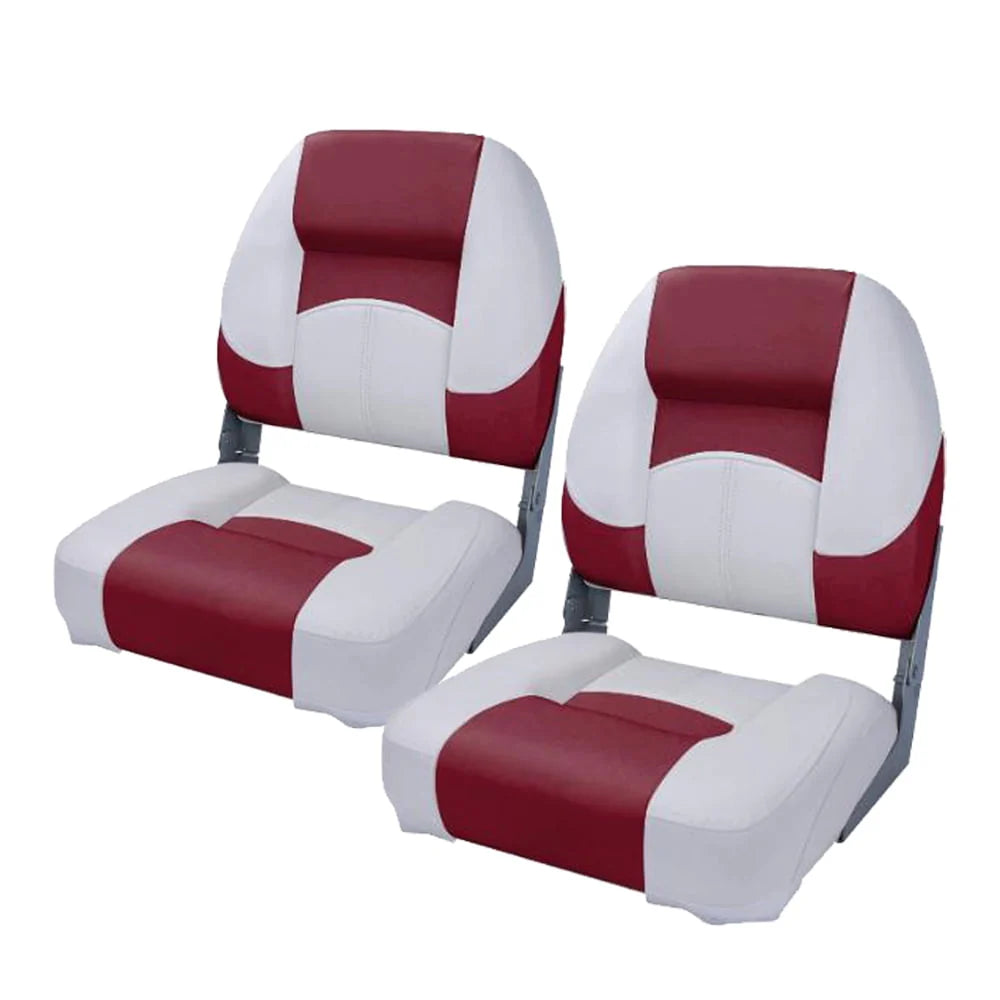 Folding Boat Seat White Charcoal 2 Seats T5238