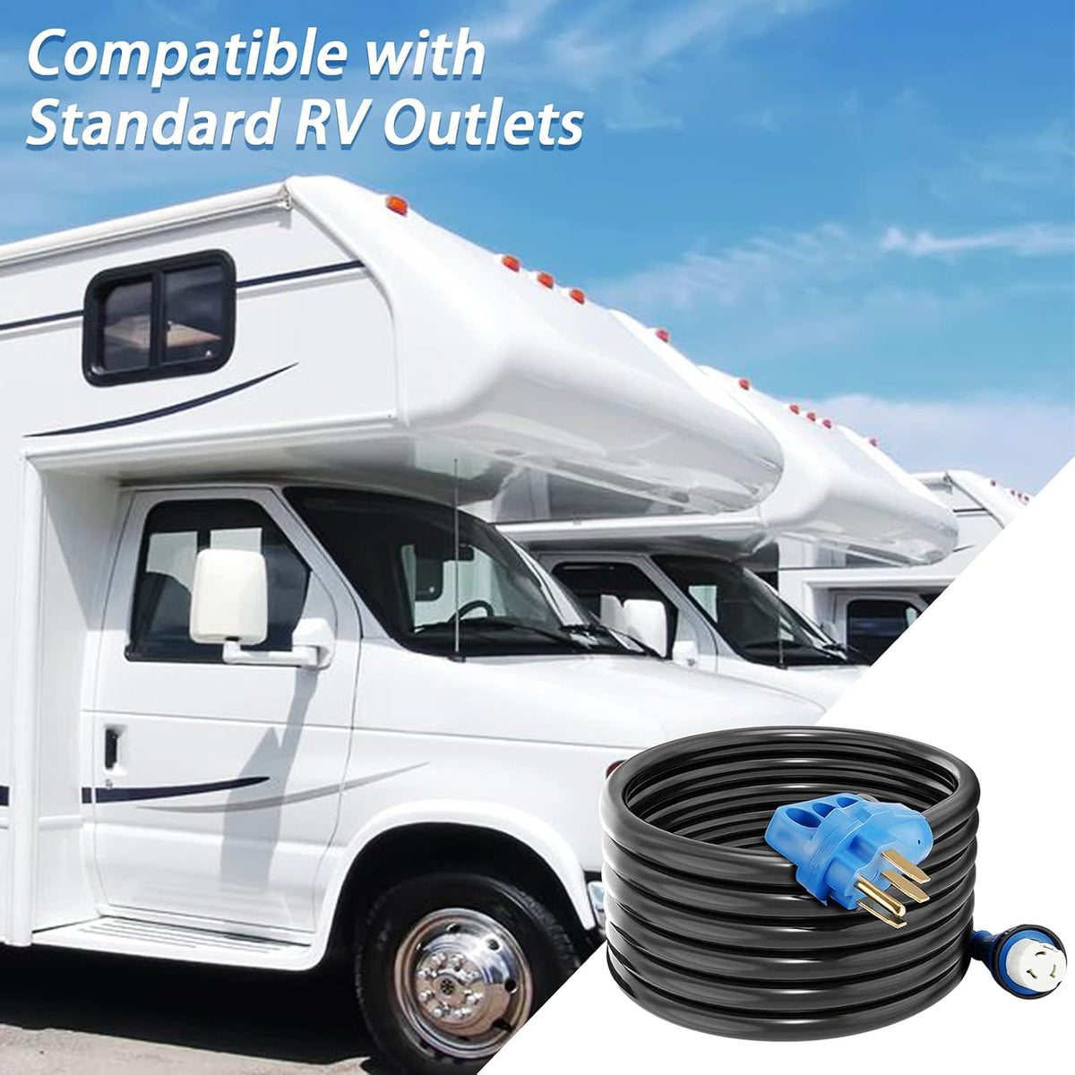 50 Amp 25 Feet RV Power Extension Cord Blue U319