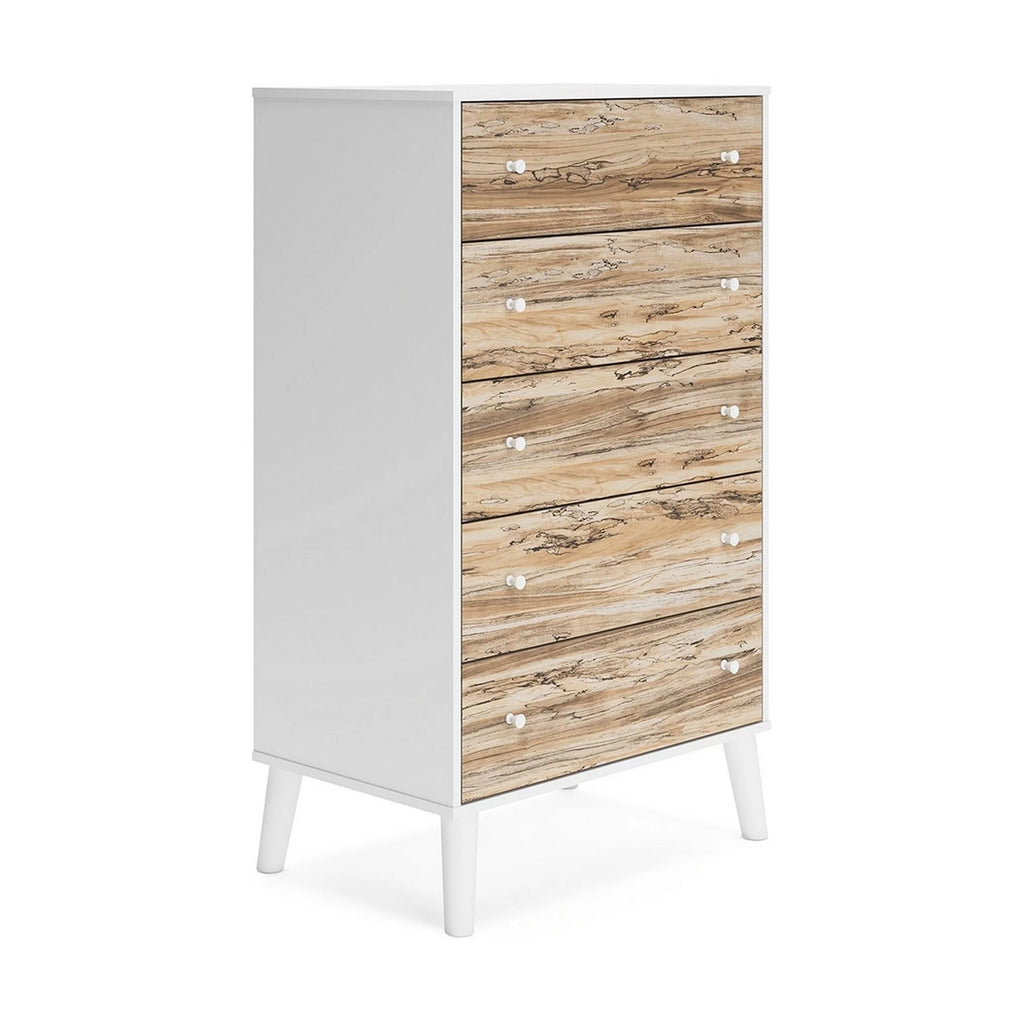 White and Brown 5 Drawer Dresser Chest N56916