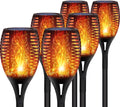 6 Pack Solar Lights Torches 96 LED Flickering Flame Outdoor Waterproof Solar Powered Pathway Lights C686560
