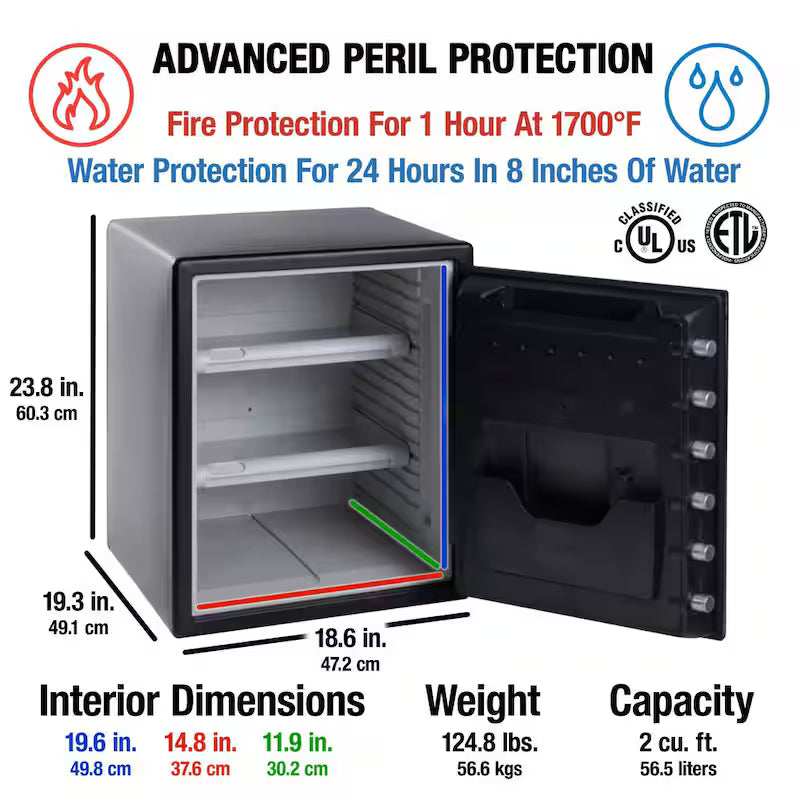 2.0 cu. ft. Fireproof Waterproof Safe with Digital Combination Lock E9996