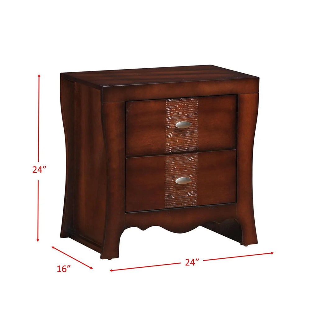 Dark Walnut 2 Drawer Nightstand with Chrome Knobs J5097