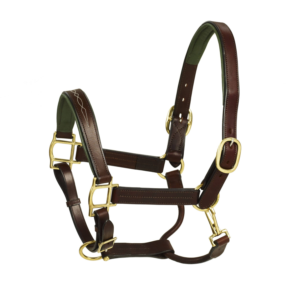 Green Leather Padded Halter I500