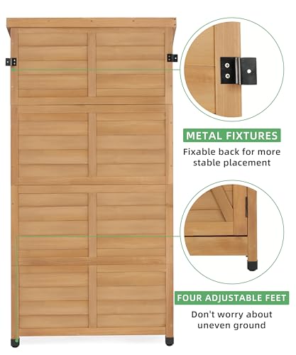 58''x30''x18'' Outdoor Wooden Storage Shed with Metal Top R345