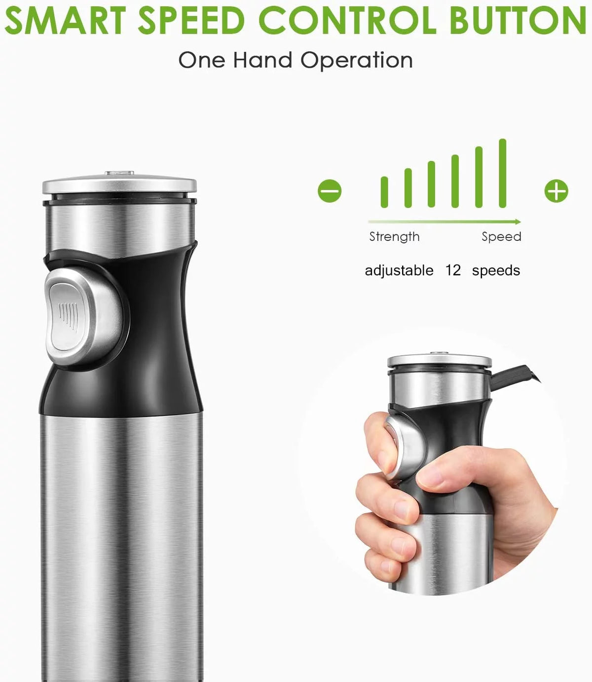12-Speed Hand Blender with 20oz Portable Bottle K839