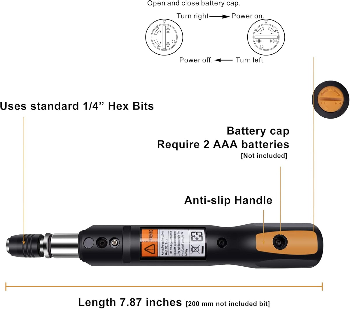 1/4 Mini Cordless Adjustable Torque Screwdriver with 9 PCS Bits & Storage Case L98900