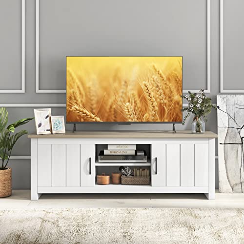 2 Doors TV Stand with Open Shelves and Cable Management Holes U532108
