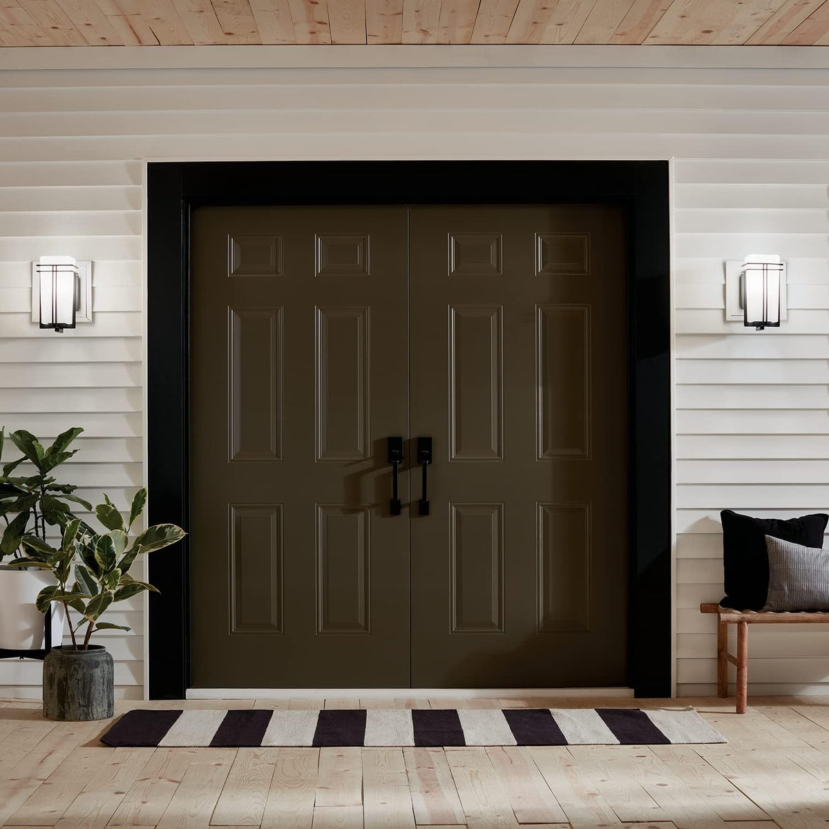 1 Light Black Outdoor Wall Light F90725