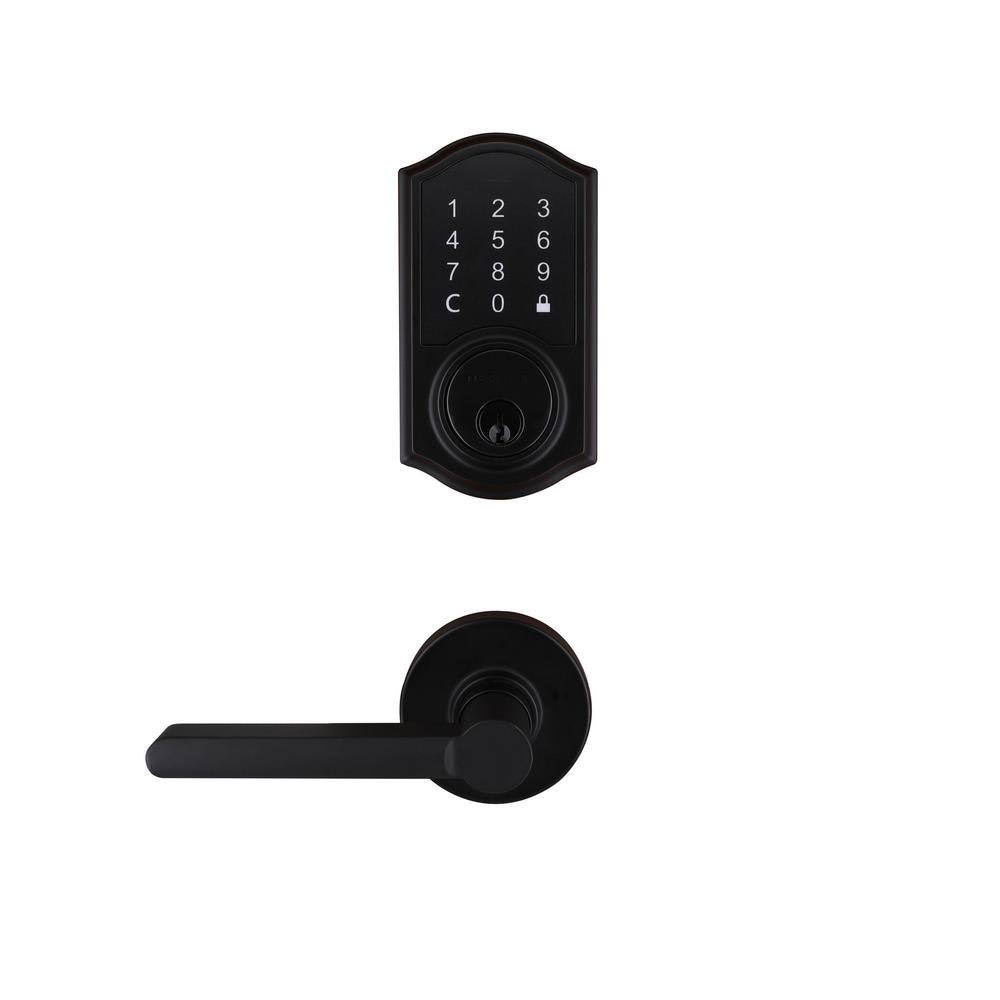 Matte Black Single Cylinder Deadbolt with Lever Combo Pack V271