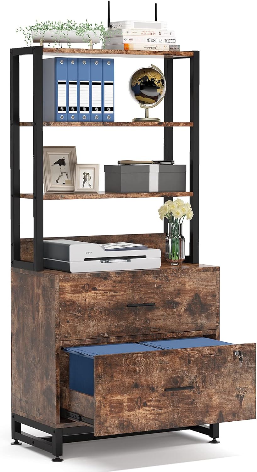 2 Drawer Black File Cabinet with Lock P91419