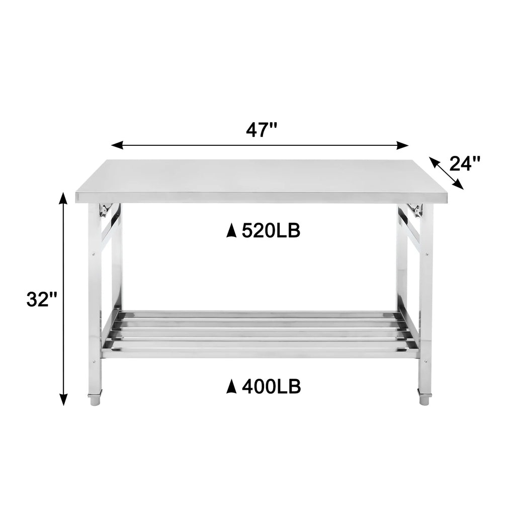 Stainless Steel Table 48x24 Inches with Adjustable Under Shelf B466831