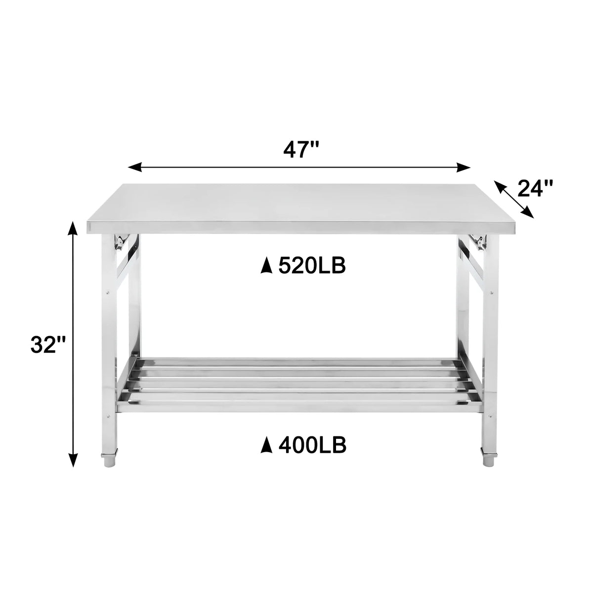 Stainless Steel Table 48x24 Inches with Adjustable Under Shelf B466831