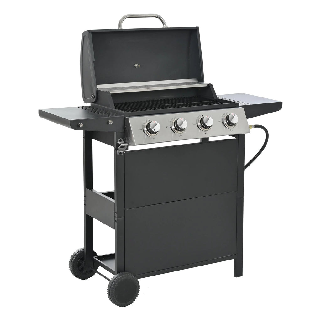 4 Burner Propane Gas Grill with Side Burner and Thermometer K95701
