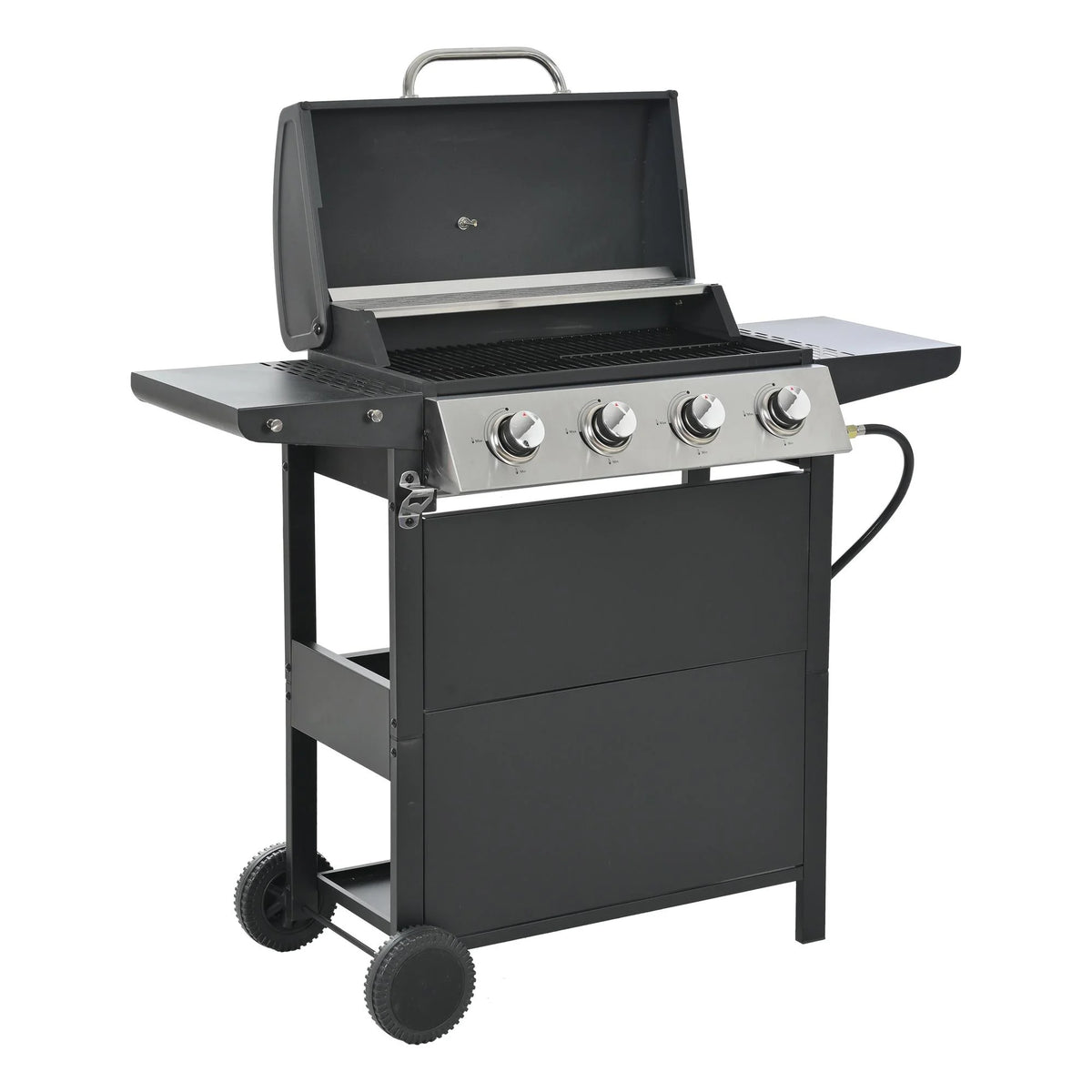 4 Burner Propane Gas Grill with Side Burner and Thermometer K95701
