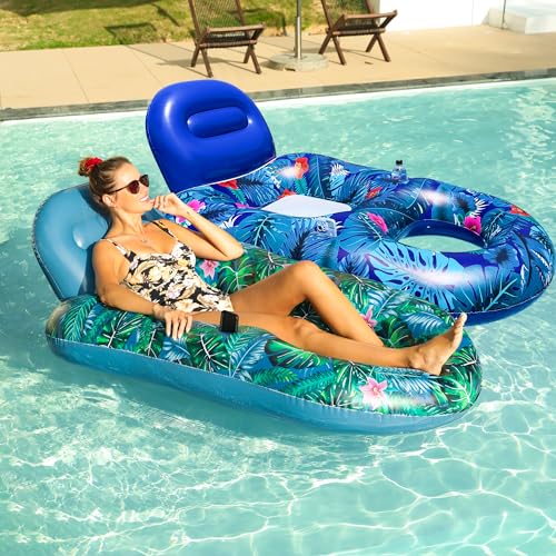 2 Pack Inflatable Pool Float Chairs with Cup Phone Holder B6078